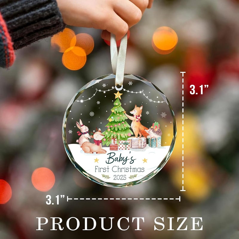 Fastpeace Glass Ornament Baby’s First Christmas 2025 – Glass Holiday Tree Decoration & Keepsake, Newborn Gift for Boys or Girls, Elegant Christmas Decor for New Parents and Families - Image 3